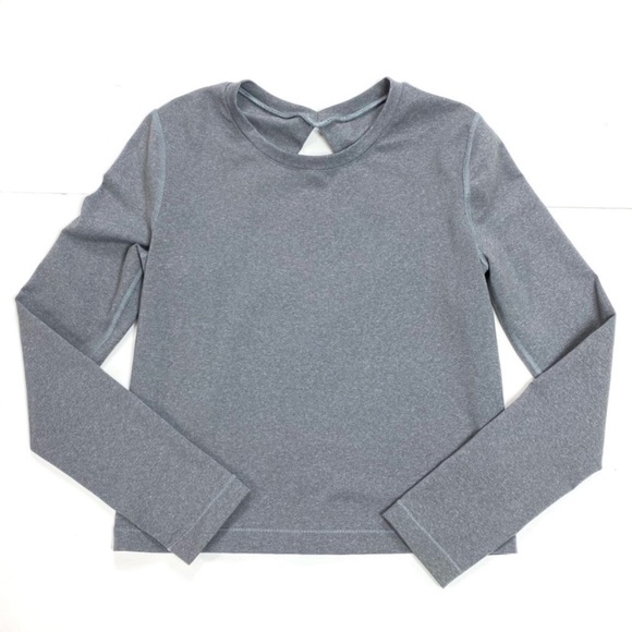 LULULEMON Back Up Diamond Cut Out Back Long Sleeve in Heathered Slate Gray - Picture 3 of 10